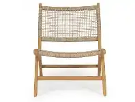 LivingStyles Zan Teak Timber & Woven Cord Lounge Chair, Washed Grey / Natural offer