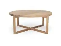 LivingStyles Rudi American Oak Timber Round Coffee Table, 100cm offer