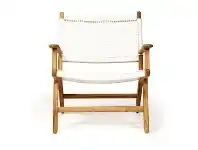 LivingStyles Zan Teak Timber & Woven Cord Lounge Armchair, White / Natural offer