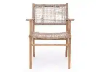 LivingStyles Zan Teak Timber & Woven Cord Dining Armchair, Washed Grey / Natural offer