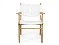 LivingStyles Zan Teak Timber & Woven Cord Dining Armchair, White / Natural offer