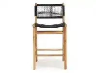 LivingStyles Zan Teak Timber & Woven Cord Counter Stool, Black / Natural offer