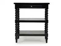 LivingStyles Stradbroke Mahogany Timber Bobbin Bedside Table, Black offer