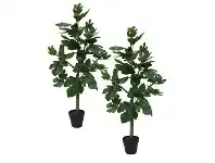 LivingStyles Glamorous Fusion Potted Artificial Fig Tree Twin Set, 95cm offer