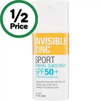 Invisible zinc sport spf50+ mineral sunscreen 100ml