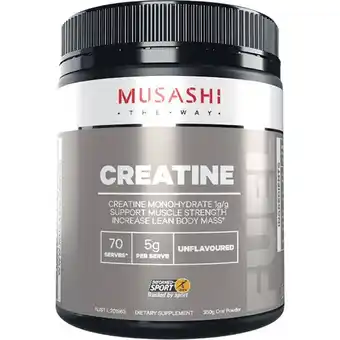 Woolworths Musashi unflavoured creatine 350g offer