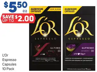 Foodland L'Or Espresso Capsules 10 Pack offer