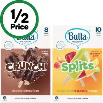 Woolworths Bulla everyday or variety multipacks 472-750ml pk 8-14 – from the freezer offer