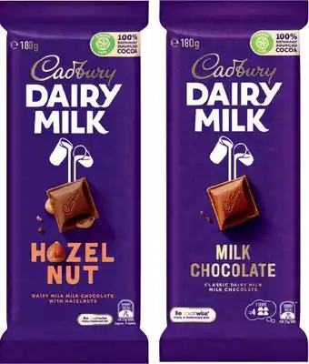 IGA Cadbury chocolate block 160-190g selected varieties offer