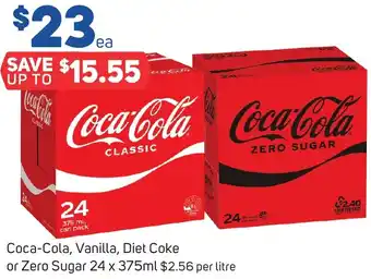 Foodland Coca-Cola, Vanilla, Diet Coke or Zero Sugar 24 x 375ml offer