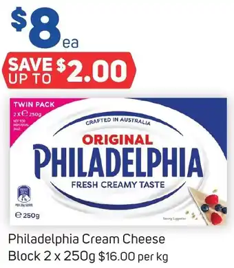 Foodland Philadelphia Cream Cheese Block 2 x 250g offer