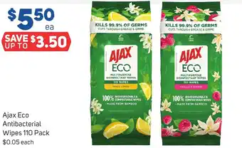 Foodland Ajax Eco Antibacterial Wipes 110 Pack offer