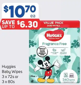 Foodland Huggies Baby Wipes 3 x 72s or 3 x 80s offer