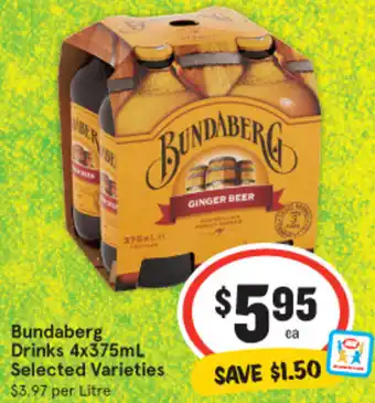 IGA Bundaberg Drinks 4x375mL offer