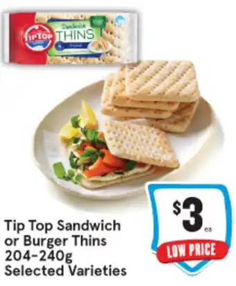 IGA Tip Top Sandwich or Burger Thins 204-240g offer