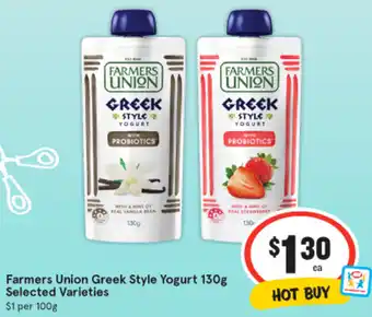 IGA Farmers Union Greek Style Yogurt 130g offer