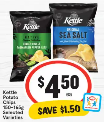 IGA Kettle Potato Chips 150-165g offer