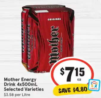 IGA Mother Energy Drink 4x500mL offer