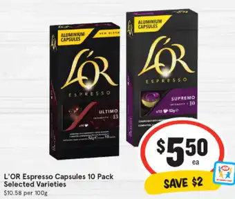 IGA L'OR Espresso Capsules 10 Pack offer