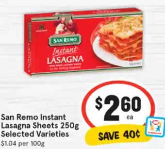 IGA San Remo Instant Lasagna Sheets 250g offer