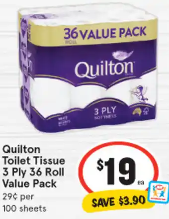 IGA Quilton Toilet Tissue 3 Ply 36 Roll Value Pack offer