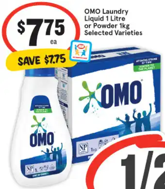 IGA OMO Laundry Liquid 1 Litre or Powder 1kg offer