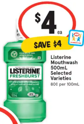 IGA Listerine Mouthwash 500mL offer