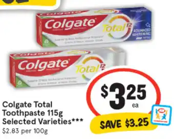 IGA Colgate Total Toothpaste 115g offer