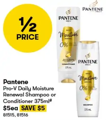 BIG W Pantene Pro-V Daily Moisture Renewal Shampoo or Conditioner 375ml offer