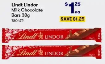 BIG W Lindt Lindor Milk Chocolate Bars 38g offer