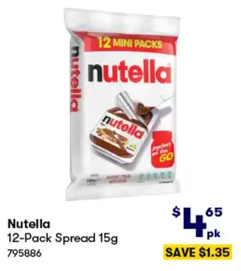 BIG W Nutella 12-Pack Spread 15g offer