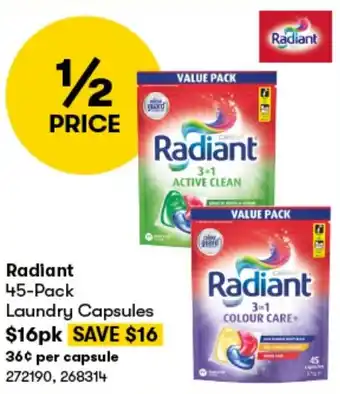 BIG W Radiant 45-Pack Laundry Capsules offer
