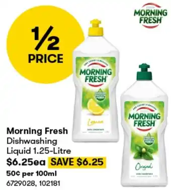 BIG W Morning Fresh Dishwashing Liquid 1.25-Litre offer