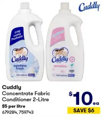 BIG W Cuddly Concentrate Fabric Conditioner 2-Litre offer