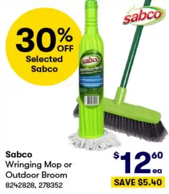 BIG W Sabco Wringing Mop or Outdoor Broom offer