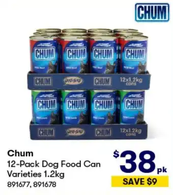 BIG W Chum 12-Pack Dog Food Can Varieties 1.2kg offer