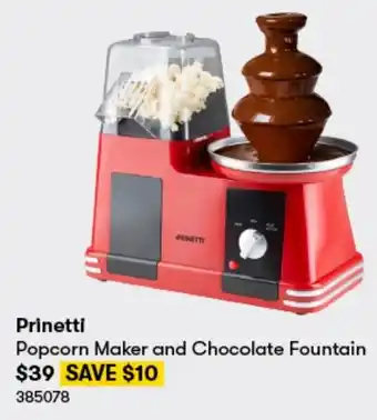 BIG W Prinetti Popcorn Maker and Chocolate Fountain offer