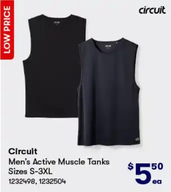 BIG W Circuit Men's Active Muscle Tanks Sizes S-3XL offer