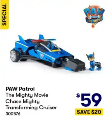 BIG W PAW Patrol The Mighty Movie Chase Mighty Transforming Cruiser offer