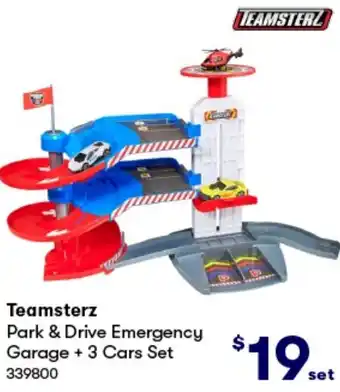 BIG W Teamsterz Park & Drive Emergency Garage + 3 Cars Set offer