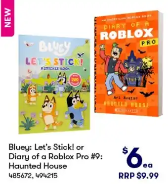 BIG W Bluey: Let's Stick! or Diary of a Roblox Pro #9: Haunted House offer