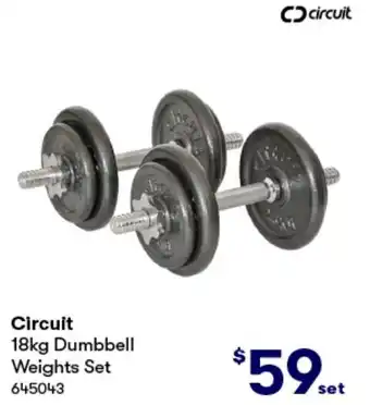 BIG W Circuit 18kg Dumbbell Weights Set offer