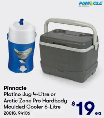 BIG W Pinnacle Platino Jug 4-Litre or Arctic Zone Pro Hardbody Moulded Cooler 6-Litre offer