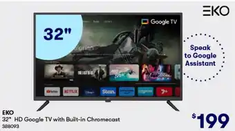 BIG W ΕΚΟ 32" HD Google TV with Built-in Chromecast offer