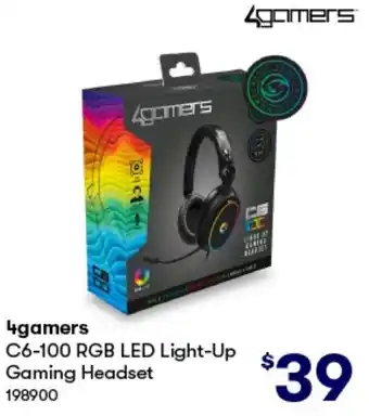 BIG W 4gamers C6-100 RGB LED Light-Up Gaming Headset offer