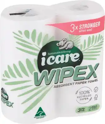 IGA Icare wipex 100% recycled paper towel 2 pack offer