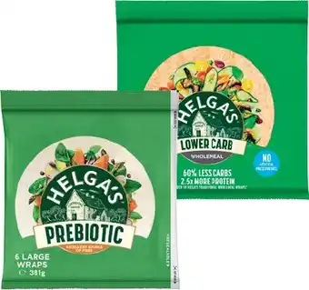 IGA Helga’s prebiotic or low carb wraps 6 pack selected varieties offer