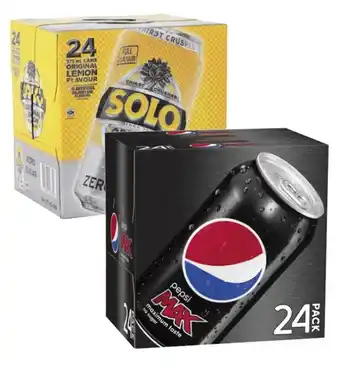 Coles Pepsi max or solo soft drink 24x375ml offer