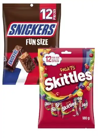Coles Mars chocolate fun size 132g-192g or skittles fun size 180g offer