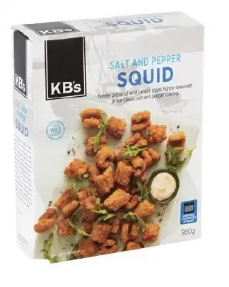 Coles Kb's salt and pepper squid 360g or whiting bites 300g offer